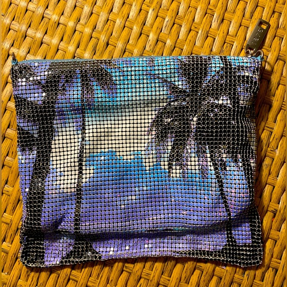Whiting & Davis 1876 metal mesh bag, palm tree/Hawaiian print - Picture 2 of 5